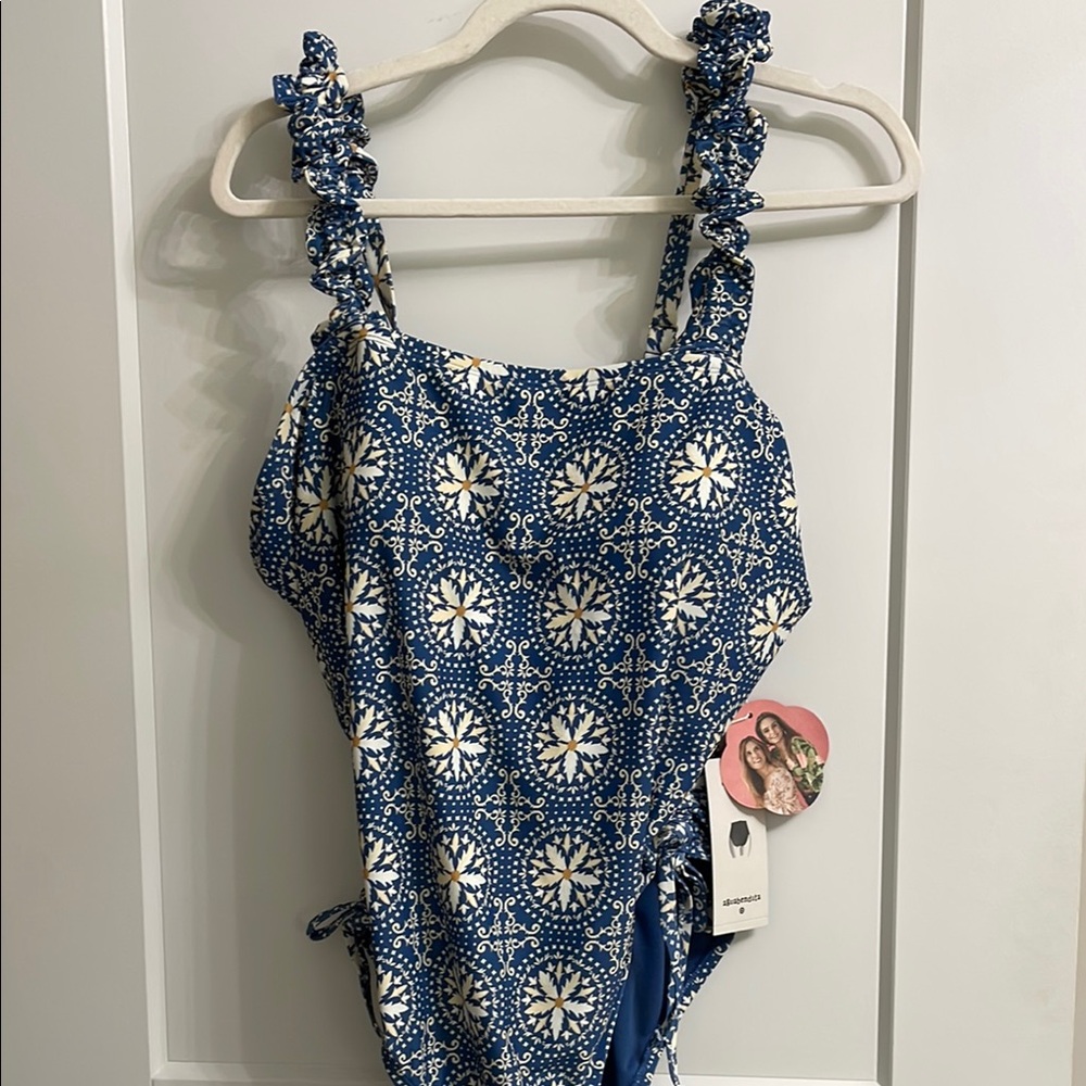 Agua Bendita Navy and Cream Floral One Piece Swimsuit